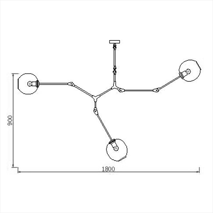 Люстра Branching Bubbles 3 Long Black в стиле Lindsey Adelman