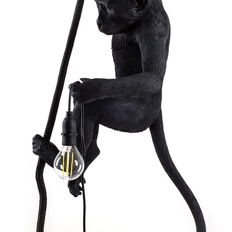 Светильник Monkey Обезьяна с Лампой Black правая в стиле Seletti