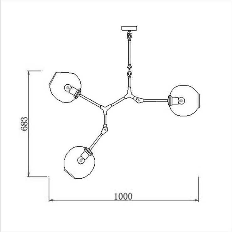 Люстра Branching Bubbles 3 Black в стиле Lindsey Adelman