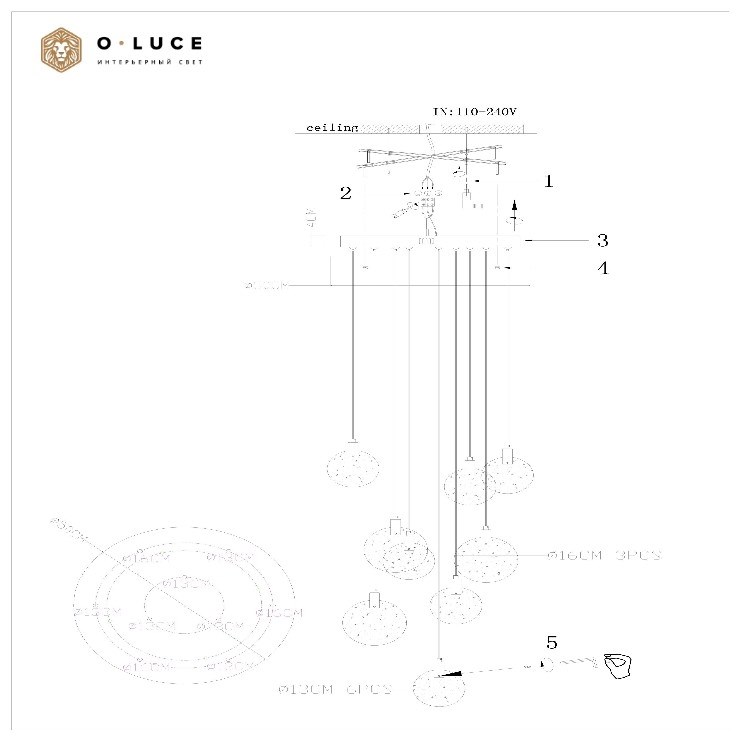 Люстра Celian Gold 9