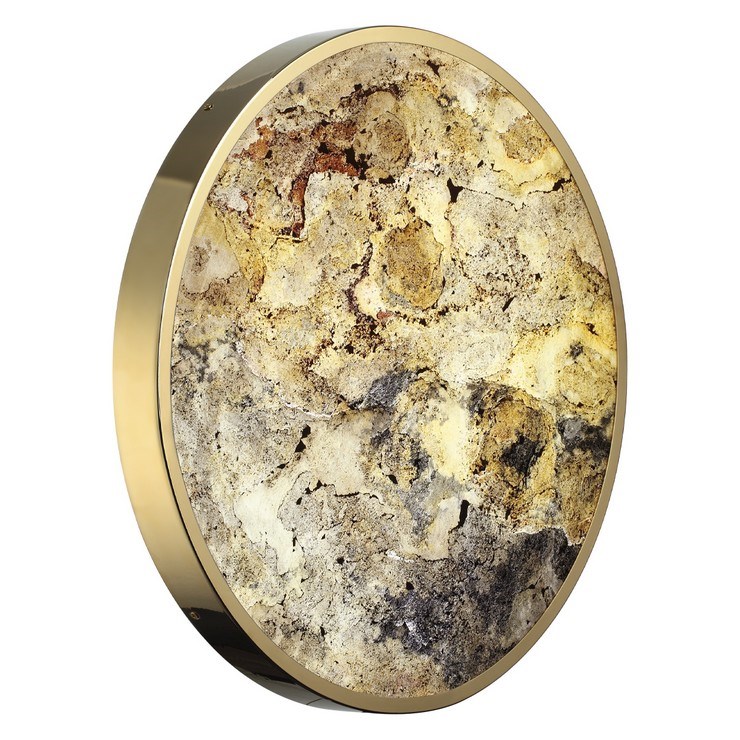 Настенно-потолочный светильник Stone Flake D60 каменный шпон золото