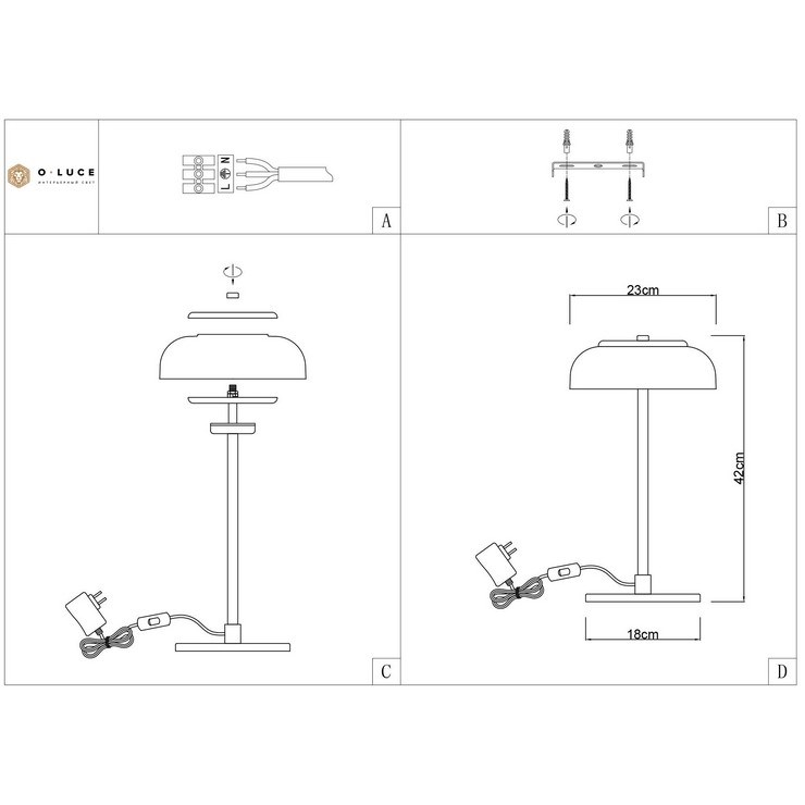 Настольная лампа Blossi Black в стиле Noura
