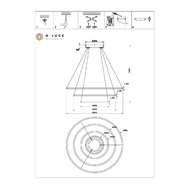 Светильник подвесной Function White D80 + D60 + D40 4000К (светит внутрь)