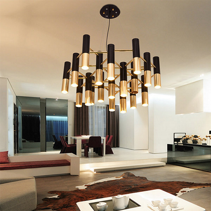 Люстра Ike 22 Lamp Черный + Золотой в стиле Delightful