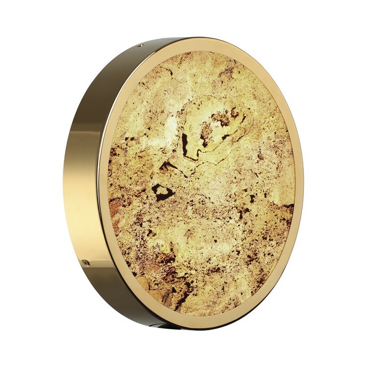 Настенно-потолочный светильник Stone Flake D30 каменный шпон золото