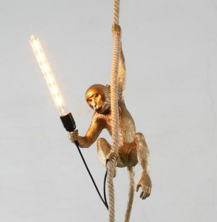 Светильник Monkey Обезьяна с Лампой Gold левая в стиле Seletti