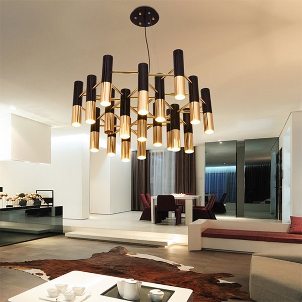 Люстра Ike 19 Lamp Черный + Золотой в стиле Delightful