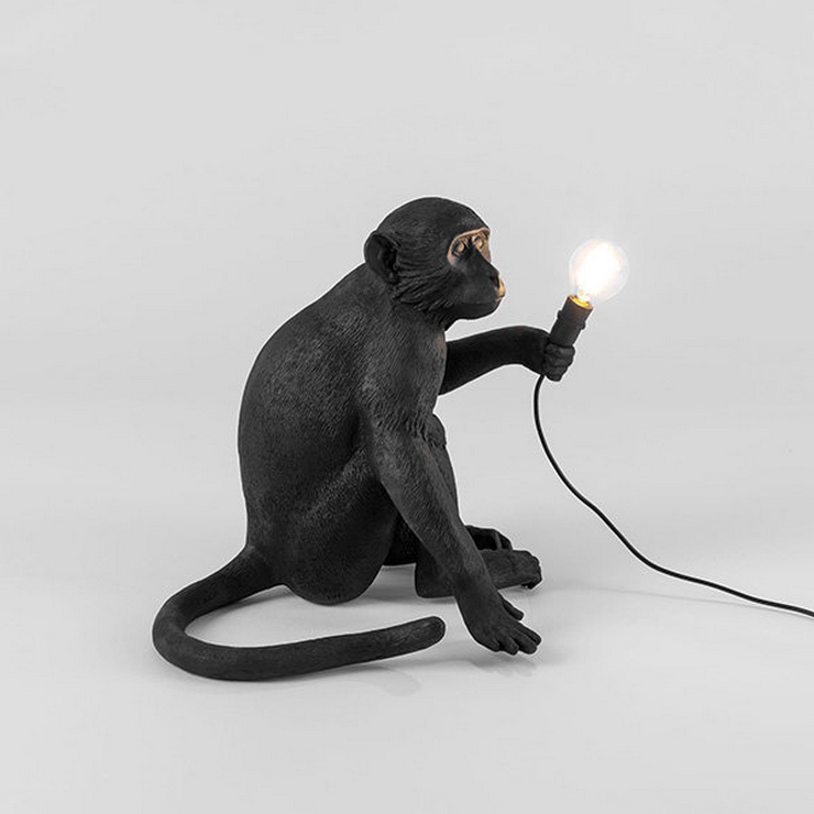 Настольная лампа Обезьяна Monkey Black Table Lamp в стиле Seletti