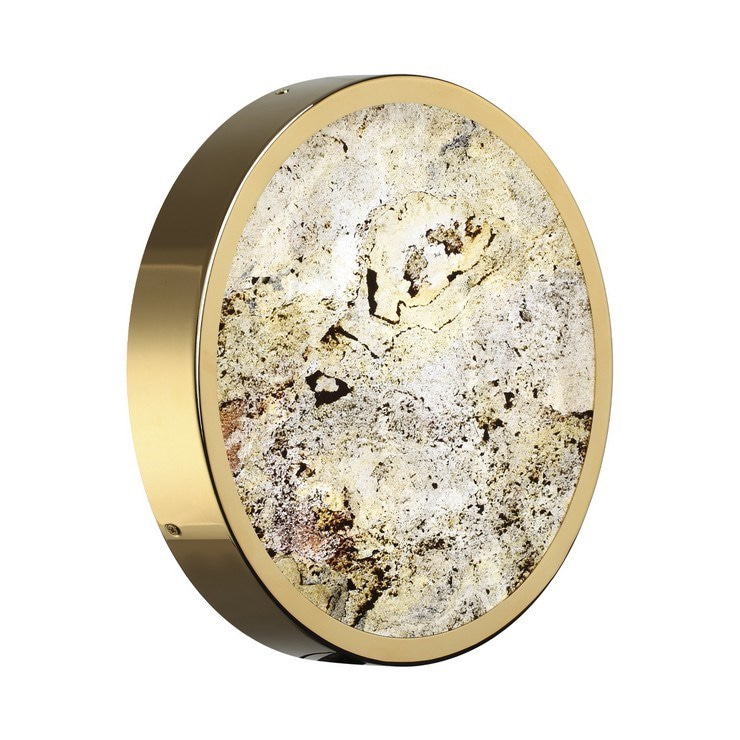 Настенно-потолочный светильник Stone Flake D30 каменный шпон золото