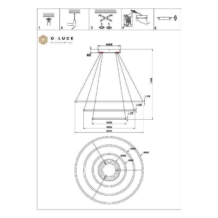 Светильник подвесной Function White D80 + D60 + D40 4000К (светит вниз)