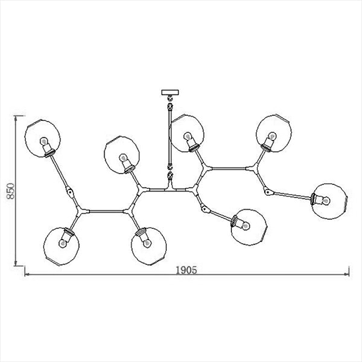 Люстра Branching Bubbles 8 Black в стиле Lindsey Adelman