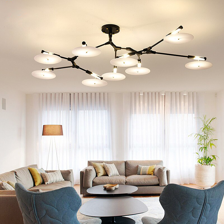 Люстра подвесная Branching Disc 9 Black в стиле Lindsey Adelman