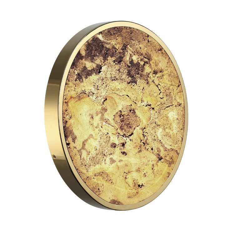 Настенно-потолочный светильник Stone Flake D50 каменный шпон золото