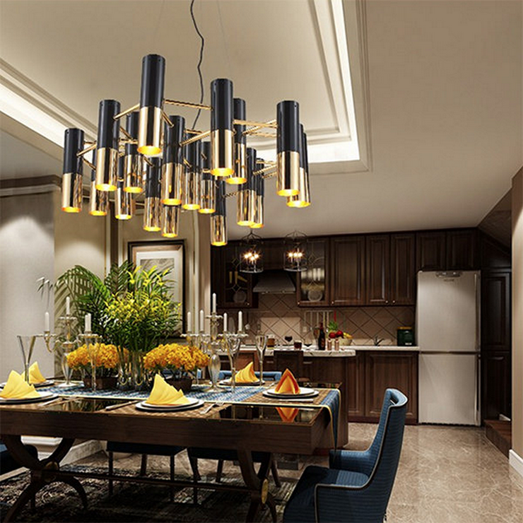 Люстра Ike 13 Lamp  Черный+Серебряный в стиле Delightful