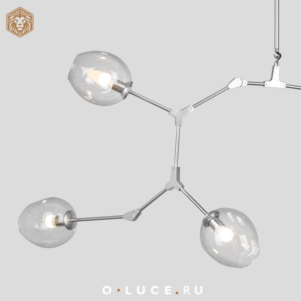 Люстра Branching Bubbles 7 Long Nickel в стиле Lindsey Adelman