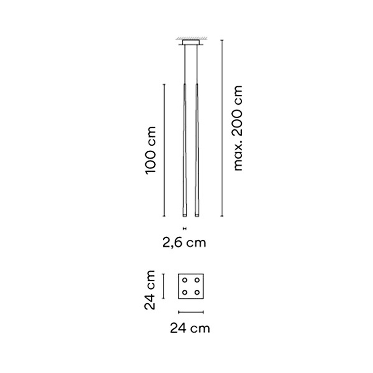 Люстра Slim 4 White Square в стиле Vibia