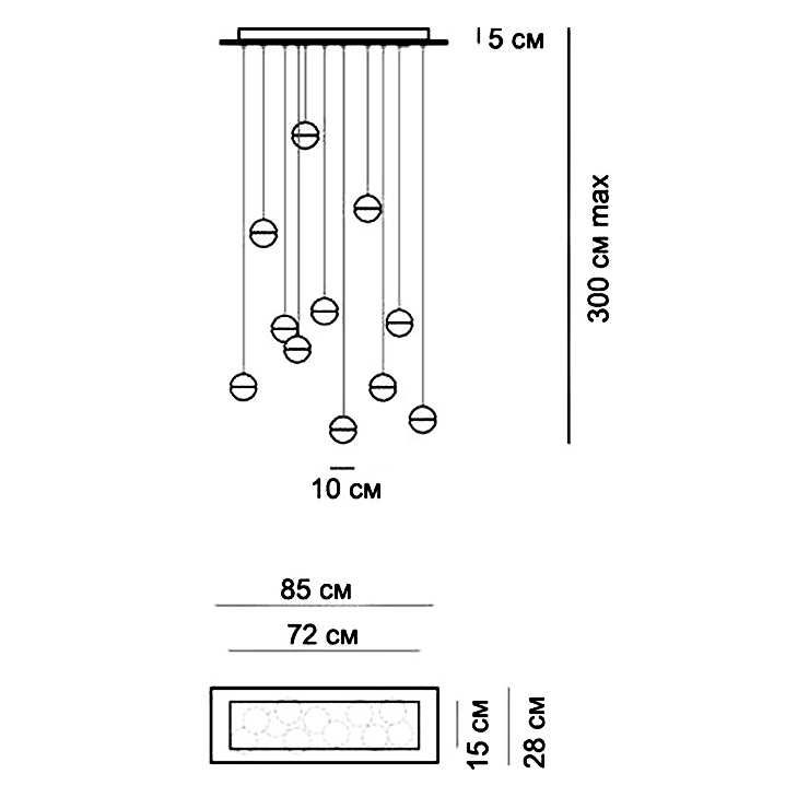 Люстра 14.14 Fourteen Rectangle Pendant Chandelier в стиле Bocci