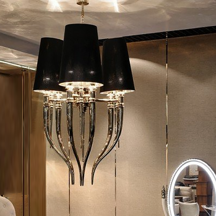 Люстра Brunilde 3  Диаметр 60 см, Высота 70 см Черный в стиле Ipe Cavalli