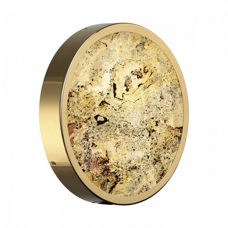 Настенно-потолочный светильник Stone Flake D30 каменный шпон золото