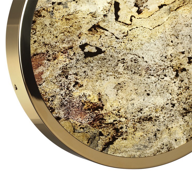 Настенно-потолочный светильник Stone Flake D30 каменный шпон золото