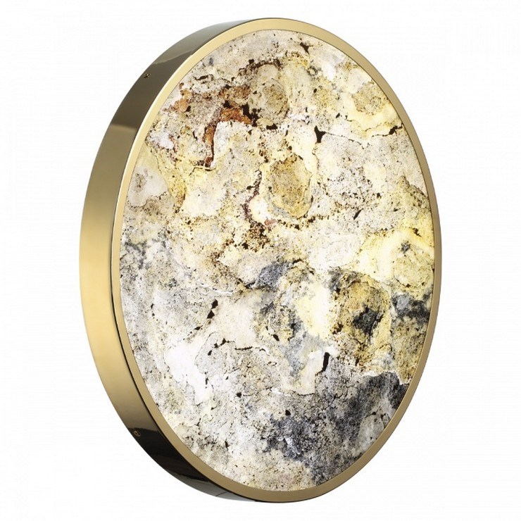 Настенно-потолочный светильник Stone Flake D60 каменный шпон золото