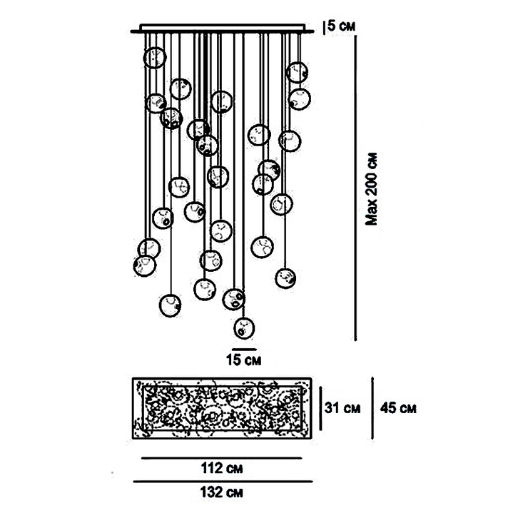 Люстра 28.28 Rectangle Pendant Chandelier в стиле Bocci