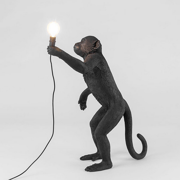 Торшер Обезьяна с Лампой Monkey Black Floor Lamp в стиле Seletti
