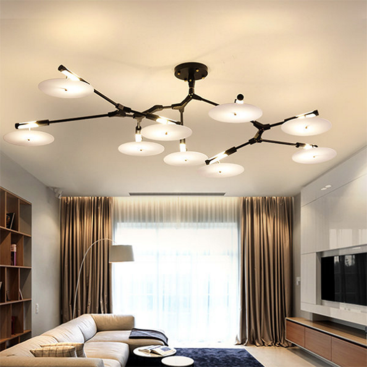 Люстра подвесная Branching Disc 9 Black в стиле Lindsey Adelman