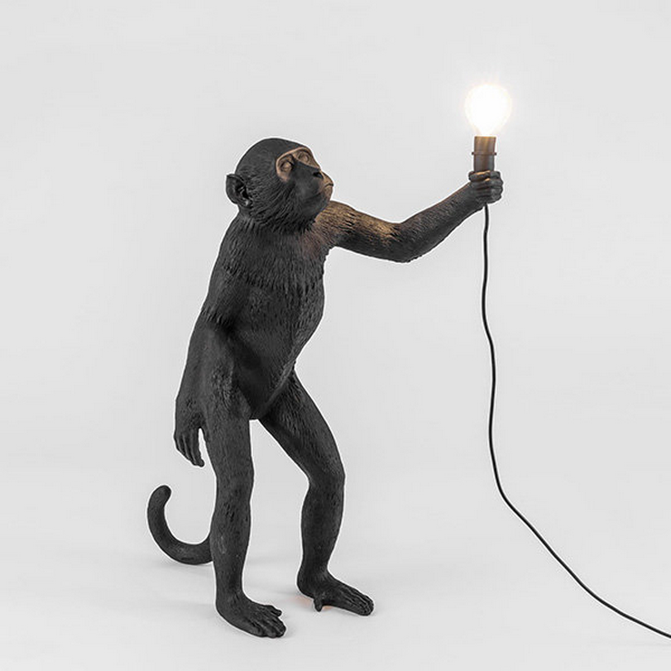 Торшер Обезьяна с Лампой Monkey Black Floor Lamp в стиле Seletti