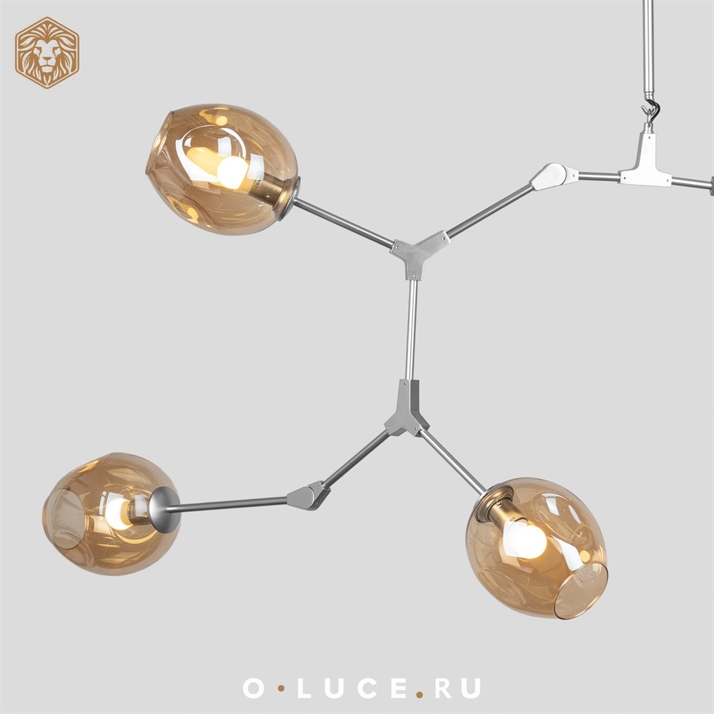 Люстра Branching Bubbles 7 Long Nickel в стиле Lindsey Adelman