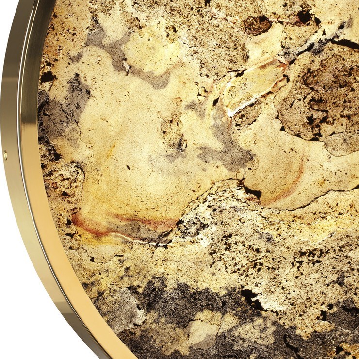 Настенно-потолочный светильник Stone Flake D50 каменный шпон золото