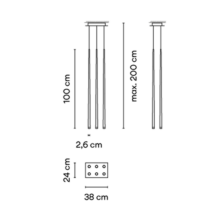 Люстра Slim 6 White Rectangle в стиле Vibia