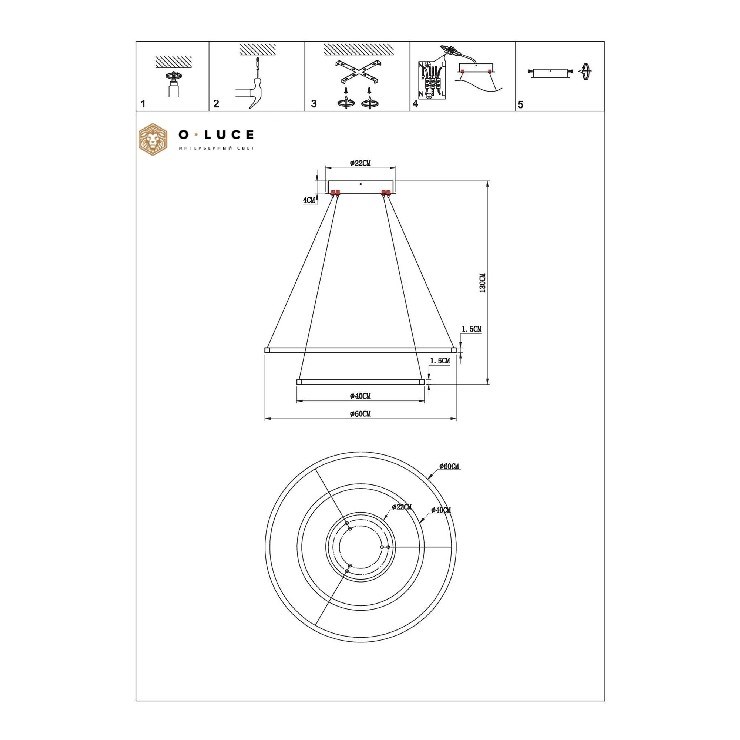 Светильник подвесной Function White D60 + D40 4000К (светит внутрь)