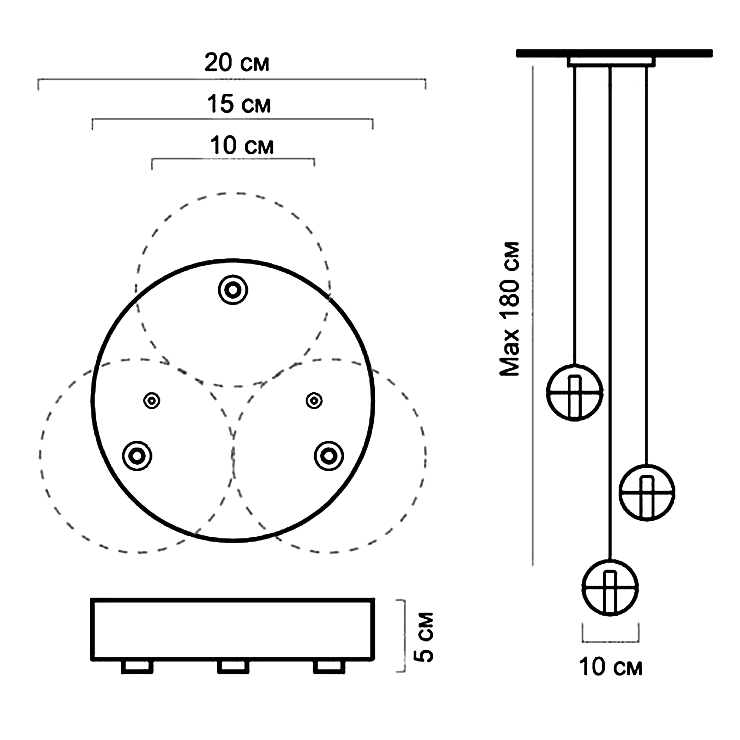 Люстра 14.3 Three Pendant Chandelier в стиле Bocci