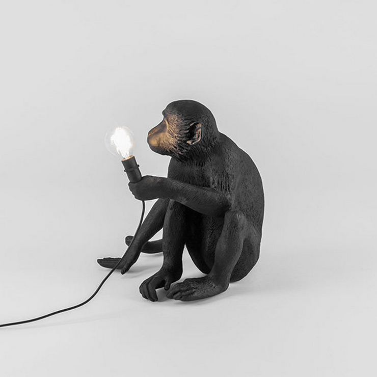 Настольная лампа Обезьяна Monkey Black Table Lamp в стиле Seletti