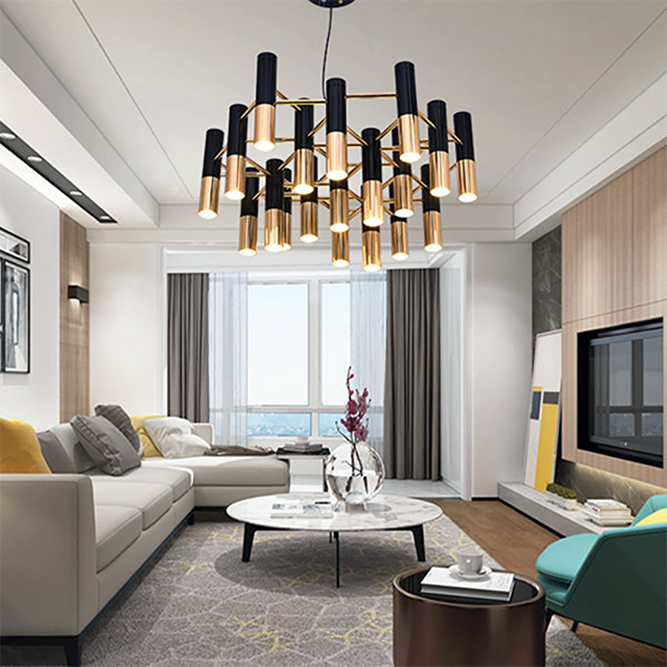 Люстра Ike 22 Lamp Черный + Золотой в стиле Delightful