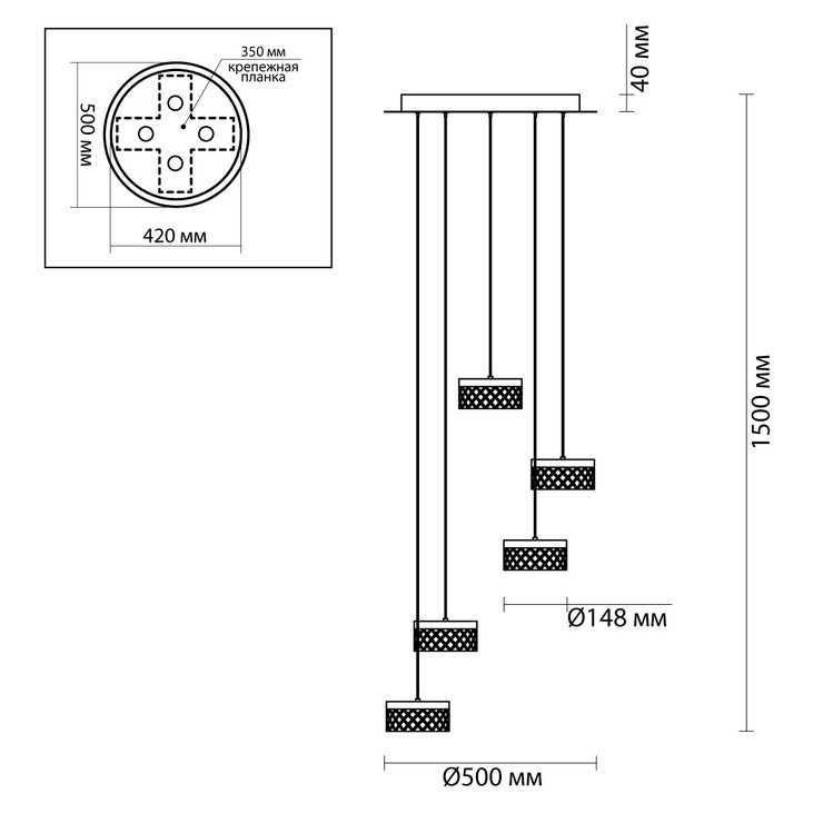 Люстра подвесная Sfaccetti D50