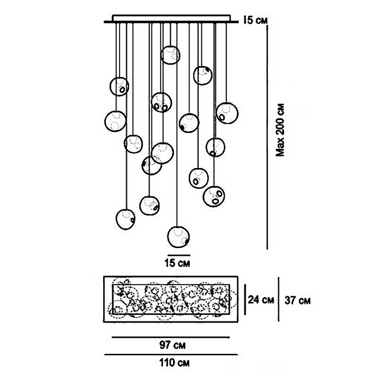 Люстра 28.16 Rectangle Pendant Chandelier в стиле Bocci