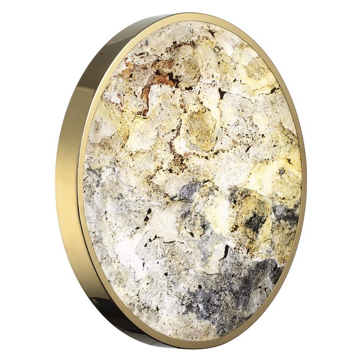 Настенно-потолочный светильник Stone Flake D60 каменный шпон золото