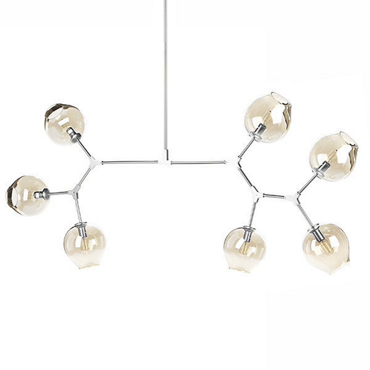 Люстра Branching Bubbles 7 Long Nickel в стиле Lindsey Adelman