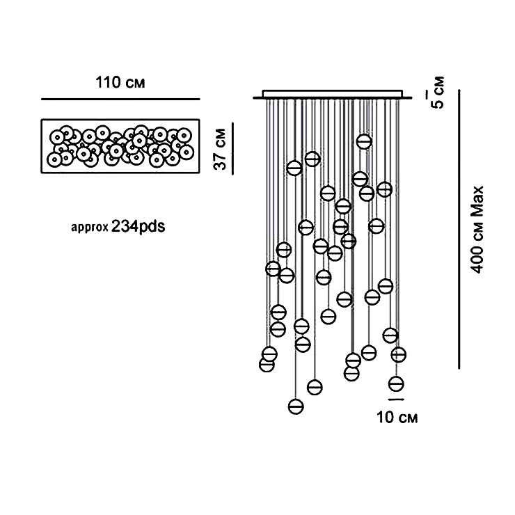 Люстра 14.36 Rectangle Pendant Chandelier в стиле Bocci