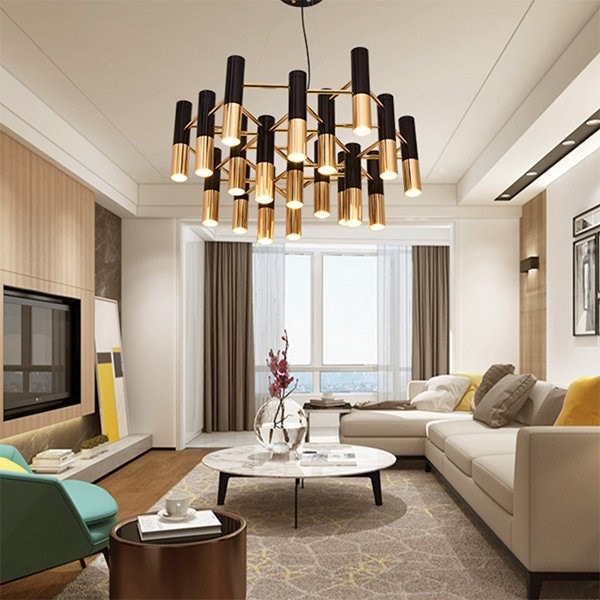 Люстра Ike 19 Lamp Черный + Золотой в стиле Delightful