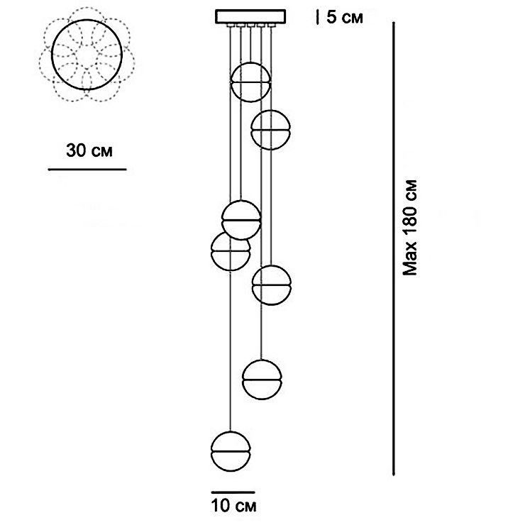 Люстра 14.7 Seven Pendant Chandelier в стиле Bocci
