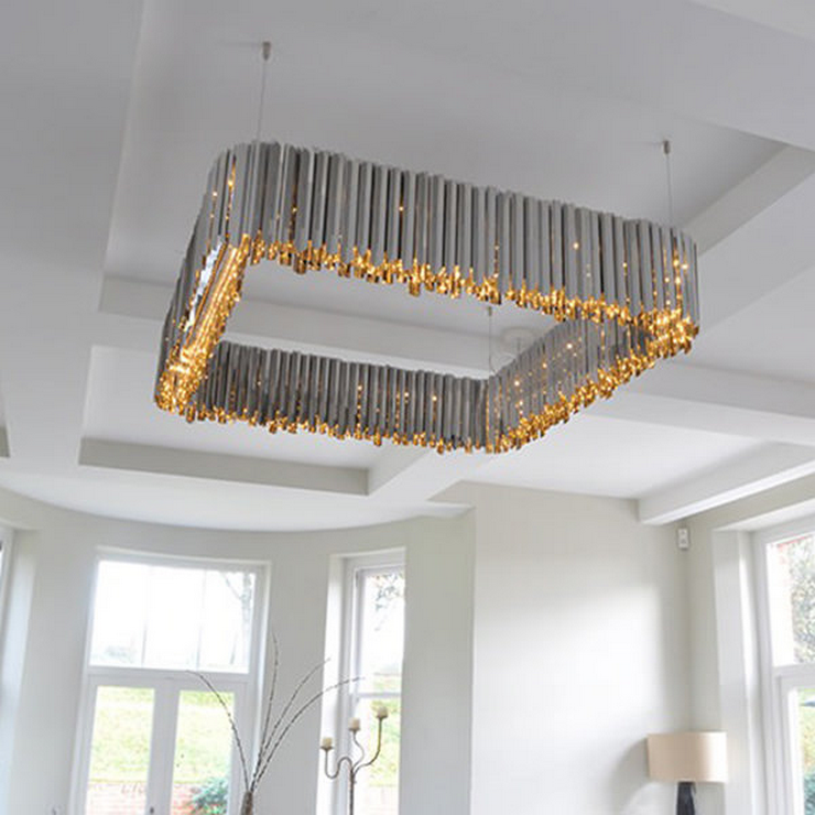 Люстра Facet Square  Стальной в стиле Tom Kirk