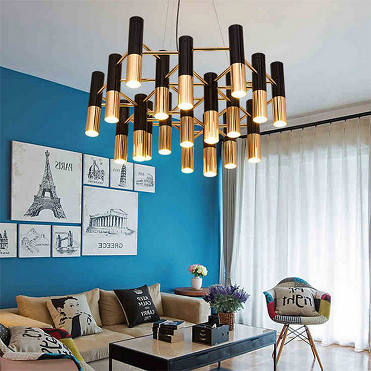 Люстра Ike 22 Lamp Черный + Золотой в стиле Delightful