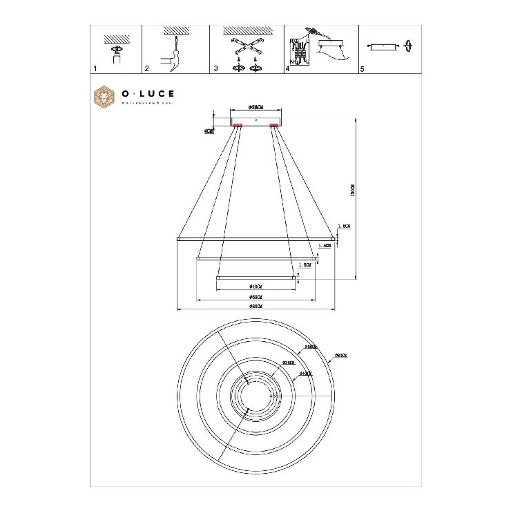 Светильник подвесной Function White D80 + D60 + D40 4000К (светит наружу)