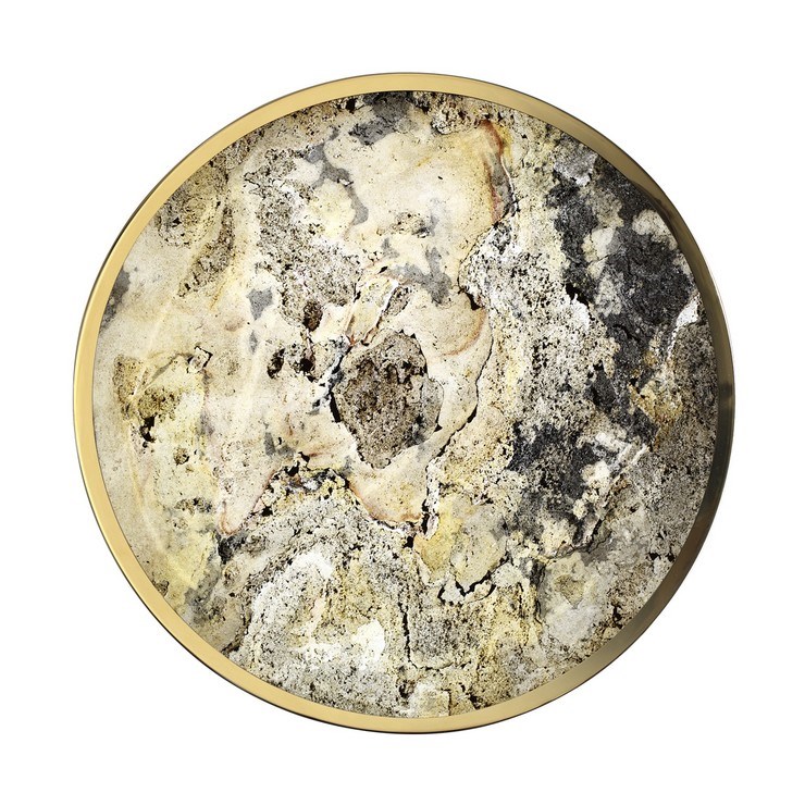 Настенно-потолочный светильник Stone Flake D50 каменный шпон золото