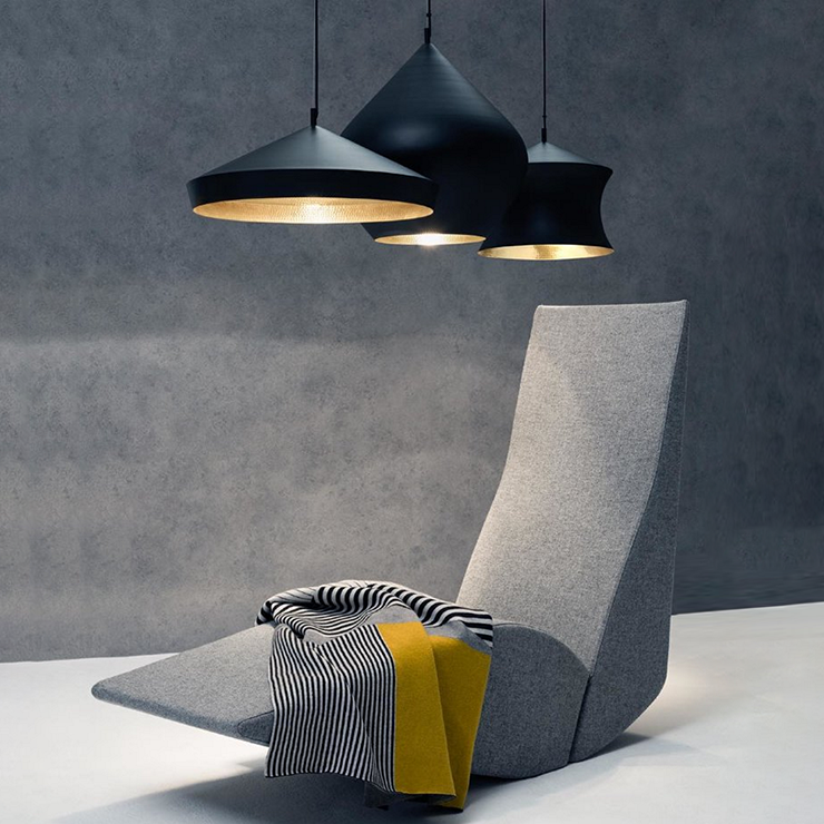 Светильник Beat Light Wide Black в стиле Tom Dixon