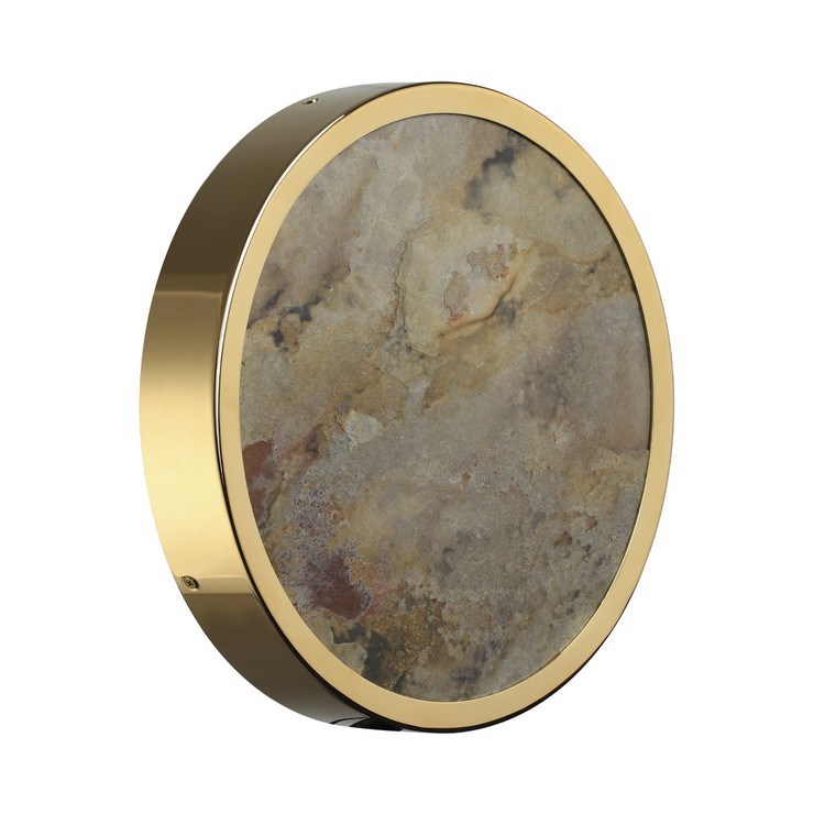 Настенно-потолочный светильник Stone Flake D30 каменный шпон золото