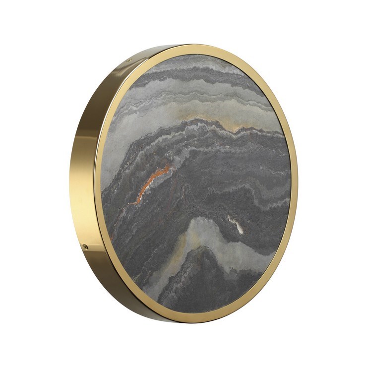 Настенно-потолочный светильник Stone Flake D40 каменный шпон золото